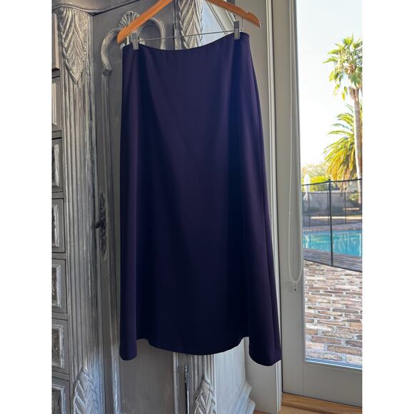 Jones NY Like Skirt Sz 14 Dark Purple A-line Fitted Waist Crepe Maxi - Picture 4 of 8